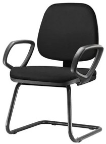 Cadeira Job Com Bracos Fixos Assento Courino Base Fixa Preta - 54546 Sun House