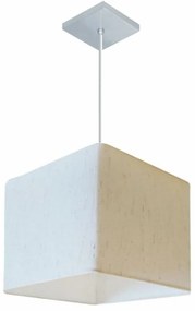 Lustre Pendente Quadrado Md-4058 Cúpula em Tecido 21/25x25cm Linho Bege - Bivolt