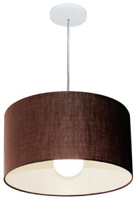 Lustre Pendente Cilíndrico Md-4202 Cúpula em Tecido 40x25cm Café - Bivolt