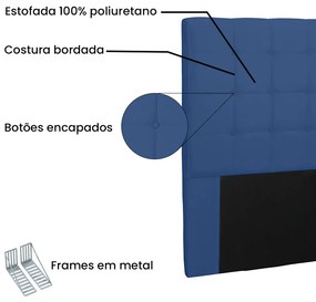 Cabeceira Verona Para Cama Box Casal 140 cm Suede - D'Rossi - Azul Marinho