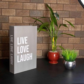 Caixa Livro Cinza "Live Love Laugh" 27x17 cm - D'Rossi