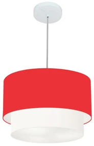 Pendente Cilíndrico Vermelho e Branco MJ-4354 Para Mesa de Jantar e Estar
