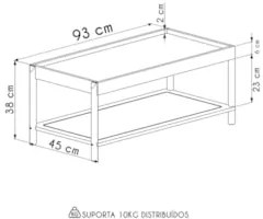 Mesa de Centro Para Sala Pés Madeira Arlo A10 Nero/Preto - Mpozenato