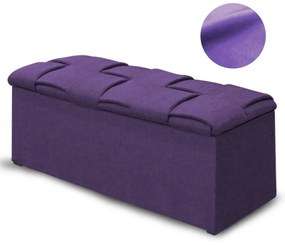 Calçadeira Baú Casal Queen 160cm Ravena Veludo Roxo  - Simbal - Violeta escuro