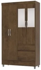Guarda Roupa Solteiro 103cm Com Espelho Mayra Imbuia Rústico V02 - Mpo
