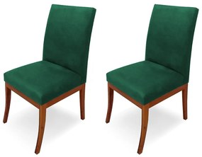 Conjunto 2 Cadeiras Raquel para Sala de Jantar Base de Eucalipto Suede Verde Bandeira
