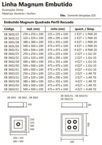 Luminária De Embutir Magnum Quadrado 25X25X10Cm 2L E27 + 01 Gu10 Mr16... (PT - Preto Texturizado)