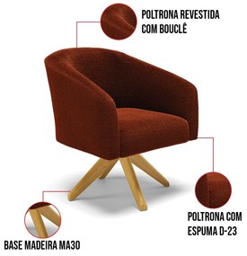 Poltrona Decorativa Giratória MA30 Kit 2 Stella Bouclê D03 - D'Rossi - Terra