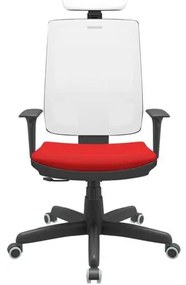 Cadeira Office Brizza Tela Branca Com Encosto Assento Aero Vermelho RelaxPlax Base Standard 126cm - 63679 Sun House