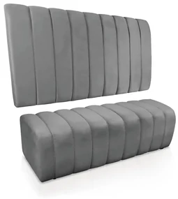 Kit Calçadeira e Painel Olivia Casal 140 cm Veludo Cinza - D'Rossi