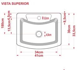 Cuba Pia de Apoio para Banheiro Retangular Aria RT41 C08 Rosa - Mpozen