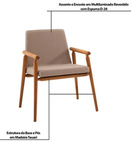 Kit 2 Cadeiras Decorativa Sala de Jantar Sidnei Linho Bege G17 - Gran Belo