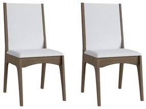 Conjunto 2 Cadeiras Mdf Estofada Corino Branco Envelopada Ameixa Negra