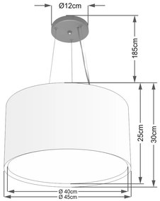 Lustre Pendente Cilíndrico Duplo Vivare Md-4299 Cúpula em Tecido 45x30cm - Bivolt