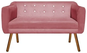 Namoradeira 02 Lugares Julia Suede Rose com Strass Pés Palito Castanho D'Rossi