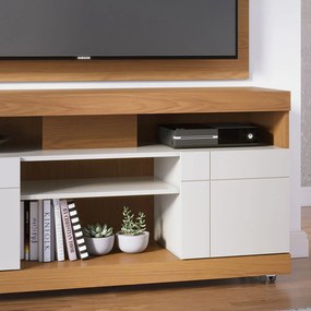 Rack para Sala Bancada de TV 47 Pol 136cm Ariele C04 - D'Rossi - Freijó e Off White