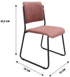 Kit 2 Cadeiras Estofadas Lunis Veludo 402 F02 Rosa - Mpozenato