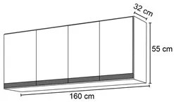 Armário Aéreo de Cozinha 4 Portas 160cm Andréia Branco - AJL Móveis