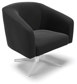 Poltrona Decorativa Giratória Cromada Stella Suede D03 - D'Rossi - Preto