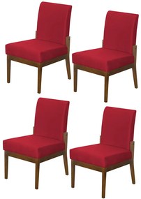 Kit 04 Cadeiras de Jantar Helena Suede Vermelho - Decorar Estofados