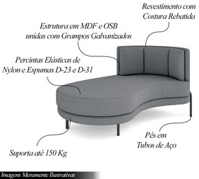 Sofá Chaise Lado Esquerdo Downey Sala de Estar Bouclê Chumbo G15 - Gran Belo