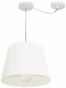 Lustre Pendente Cone Com Desvio Md-4274 Cúpula 30/30x40cm Branco - Bivolt
