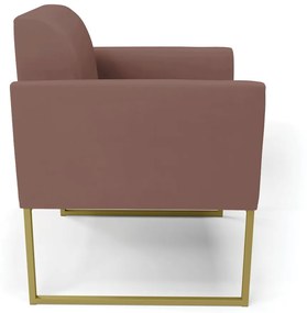 Poltrona Base Industrial Dourado Marisa Veludo Rosê D03 - D'Rossi