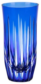 Copo de Cristal Lapidado Artesanal P/ Long Drink - Azul Escuro  Azul Escuro