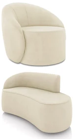Sofá 2 Lugares Orgânico 140cm Morgan e Poltrona Lua Suede D03 - D'Rossi - Bege