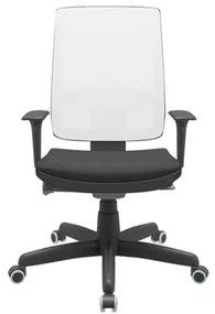 Cadeira Office Brizza Tela Branca Assento Aero Preto Autocompensador Base Standard 120cm - 63725 Sun House