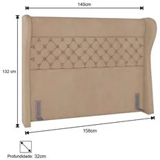 Cabeceira Cama Box Casal 140cm Trinidad P02 Veludo Bege - Mpozenato