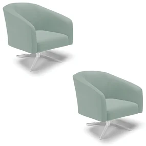 Poltrona Decorativa Giratória Cromada Kit 2 Stella Cotelê Int/Veludo Menta D03 - D'Rossi