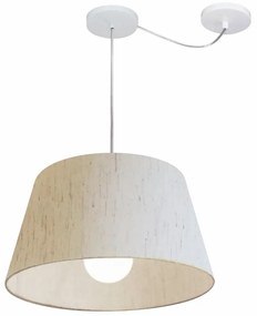 Lustre Pendente Cone Com Desvio Md-4273 Cúpula 21/30x40cm Linho Bege - Bivolt