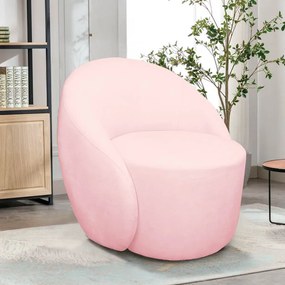 Poltrona Decorativa Orgânica Giratória Lua Suede Rosa Bebê D03 - D'Rossi