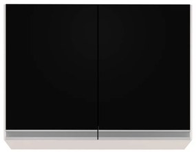 Armário Aéreo de Cozinha Lavanderia 02 Portas Eva 80 cm - D'Rossi - Branco e Preto