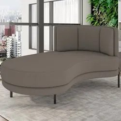 Chaise Longue Divã 164cm Braço Direito Logus D06 Bouclê Bege Escuro -