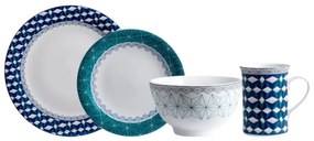 Aparelho Com Bowl E Caneca 16 Peças Porcelana Schmidt - Dec. Itacaré 2400