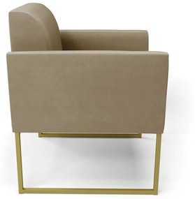 Kit 2 Poltronas Base Industrial Dourado Marisa Suede Marrom Rato D03 - D'Rossi