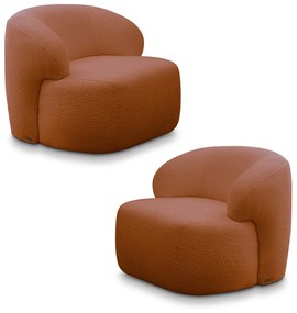 Kit 2 Poltronas Decorativas Charlote Sala de Estar Base Fixa Bouclê Terracota G88 - Gran Belo