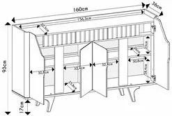 Buffet Aparador 4 Portas 160cm Melissa B02 Preto/Naturalle - Mpozenato