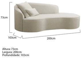 Divã Recamier Curvo Sala de Estar Recepção Inglaterra 200cm Lado Direito Bouclé - ADJ Decor