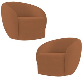 Kit 2 Poltronas Decorativas Sala de Estar Íbis Encosto Fixo Bouclê Terracota G33 - Gran Belo