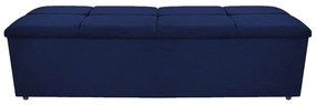 Calçadeira Munique 140 cm Casal Corano Azul Marinho - ADJ Decor