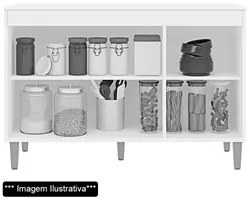 Balcão Gabinete Para Pia 120cm sem Tampo 3 Portas Manu Preto - AJL Móv