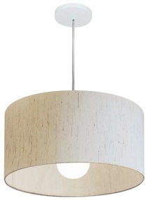 Lustre Pendente Cilíndrico Md-4203 Cúpula em Tecido 45x21cm Linho Bege - Bivolt