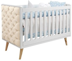 Berço Mini Cama Retrô com Capitonê - Branco Fosco