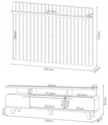 Painel para TV 70 Pol Ripado 2.2 e Rack Bancada Amago H01 Off White/Ci