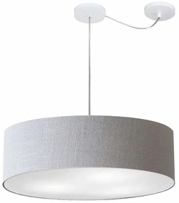 Lustre Pendente Cilíndrico Com Desvio Md-4265 Cúpula em Tecido 60x15cm Rustico Cinza - Bivolt