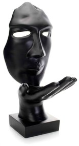 Máscara Sopro Decorativa Preto Fosco em Cerâmica 35x16x20 cm - D'Rossi