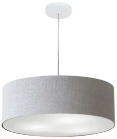 Lustre Pendente Cilíndrico Md-4217 Cúpula em Tecido 50x15cm Rustico Cinza - Bivolt